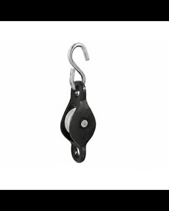 SINGLE LINE CAST PULLEY WITH HOOK WHITE NYLON WHEEL