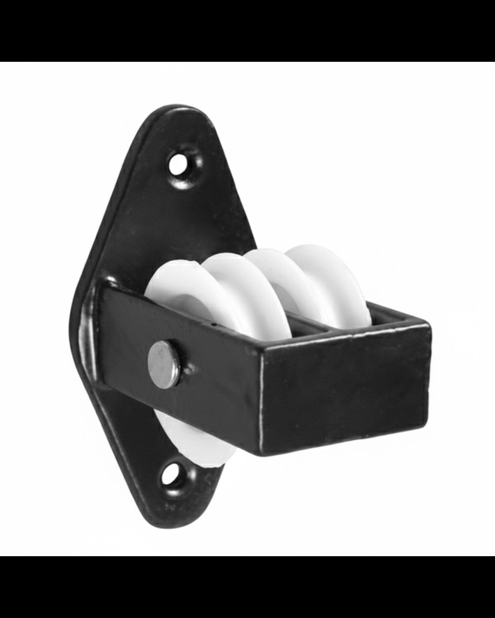 DOUBLE UPRIGHT CAST PULLEY WITH NYLON WHEELS ALONG THE PLATЕ