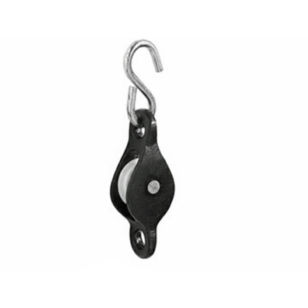 SINGLE LINE CAST PULLEY WITH HOOK WHITE NYLON WHEEL