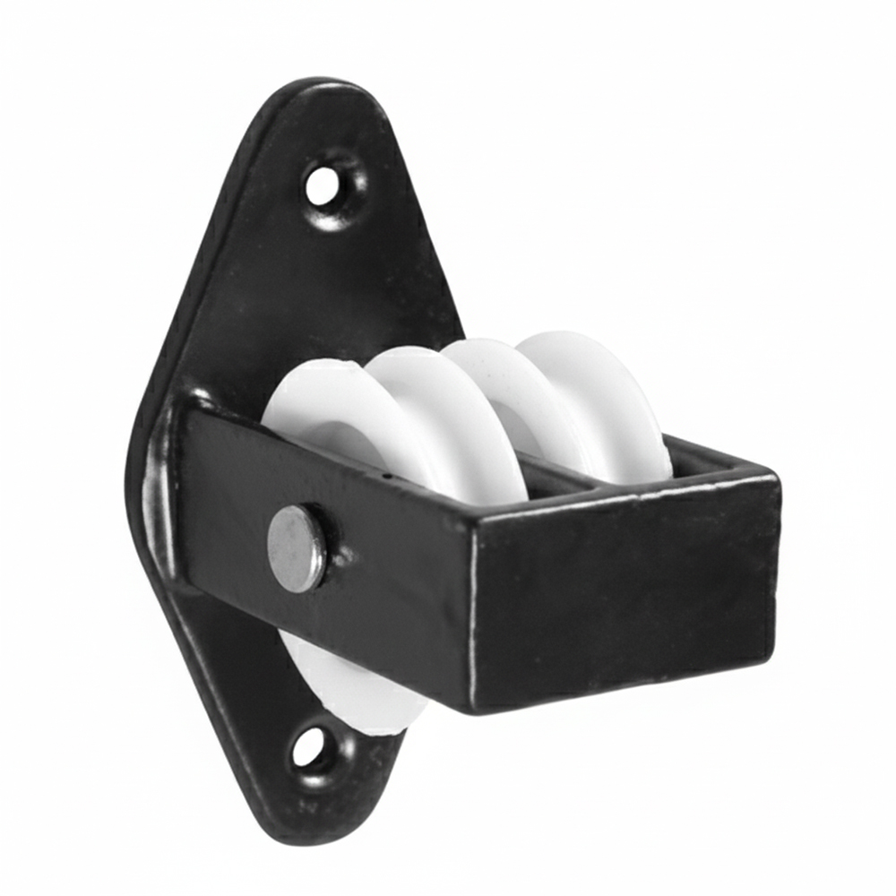 DOUBLE UPRIGHT CAST PULLEY WITH NYLON WHEELS ALONG THE PLATЕ