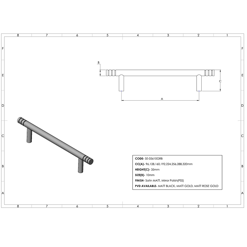  Groove Rail Bar Handle