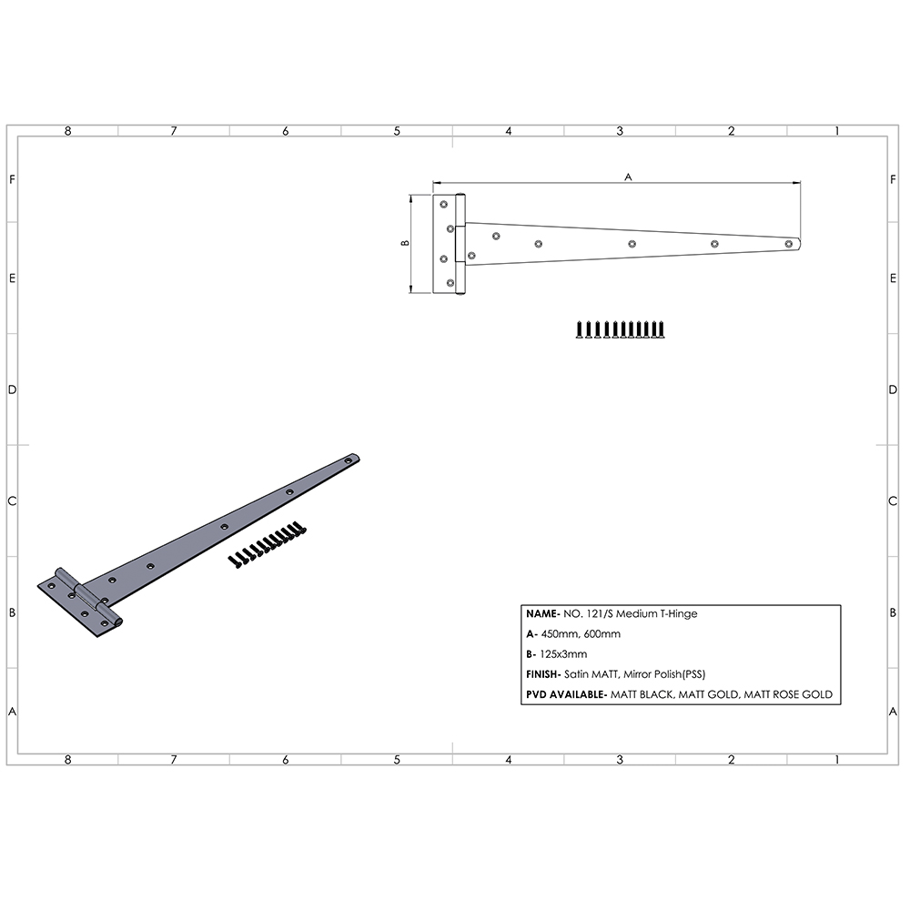 No. 121/S Medium T-hinge